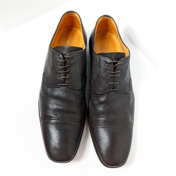Bally Dark Rich Brown Saele Grained Texture Leather Derby Shoes size 9.5D main image 8